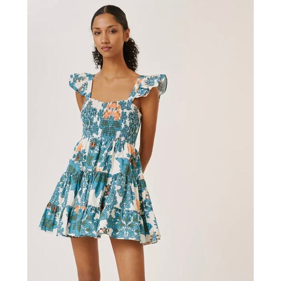 Forever That Girl Floral Sweetheart Pattern Ruffle Mini Dress Anthropologie - Picture 3 of 6